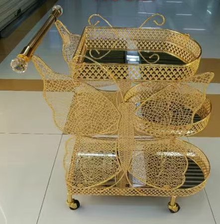 Dining trolley/cart golden metal
