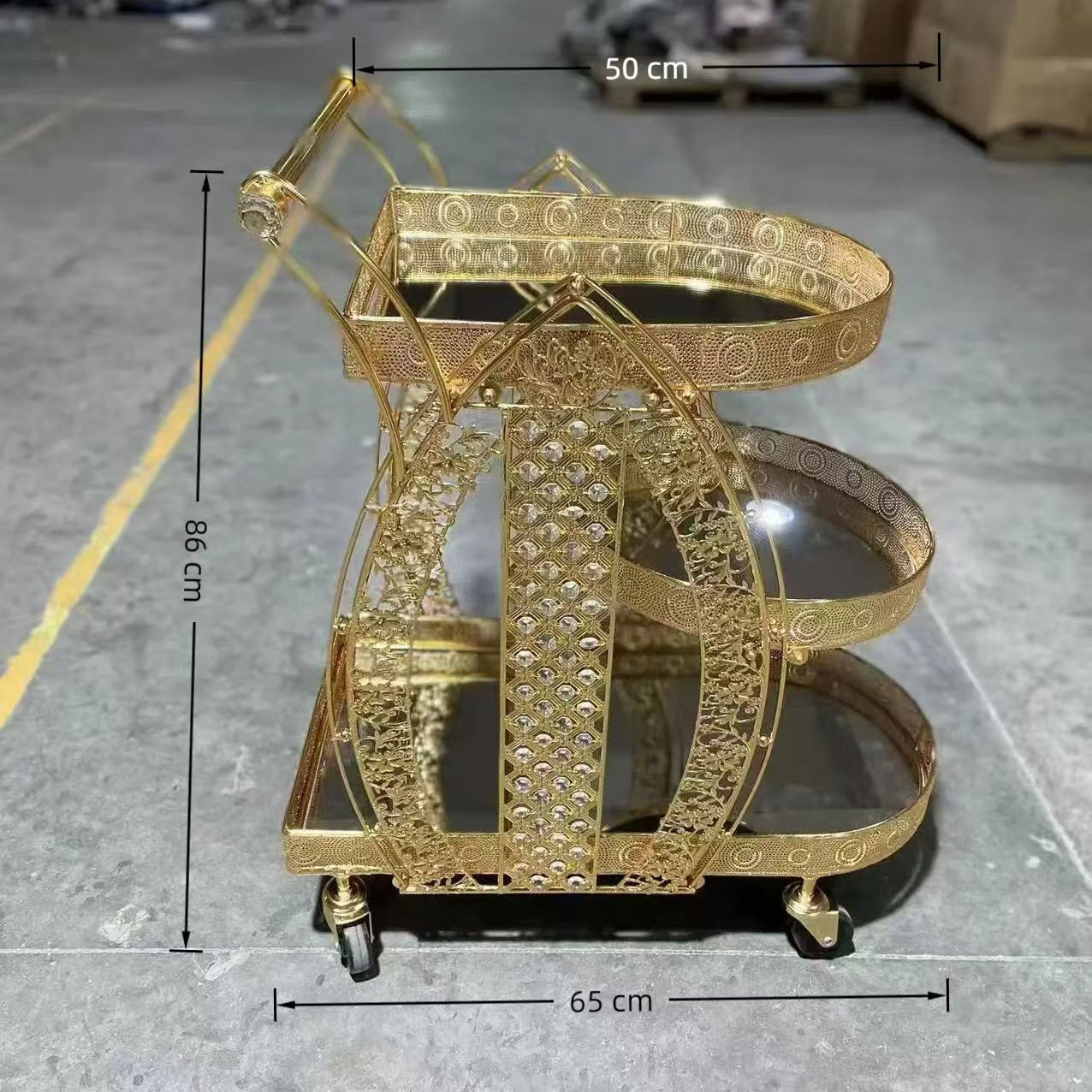 Dining trolley/cart golden metal