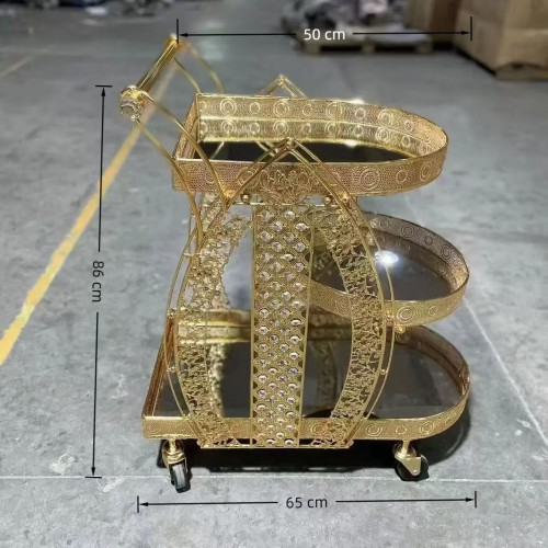 Dining trolley/cart golden metal