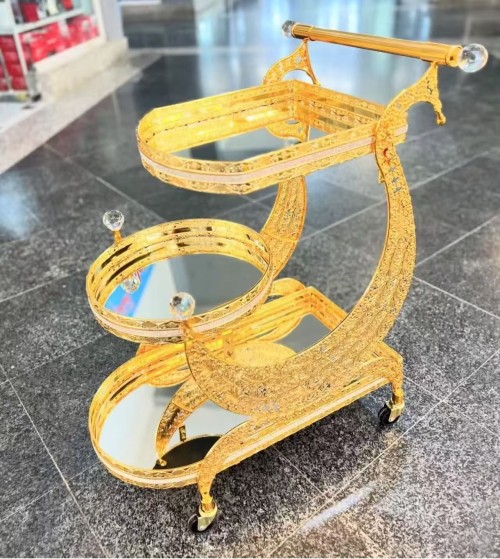 Dining trolley/cart golden metal