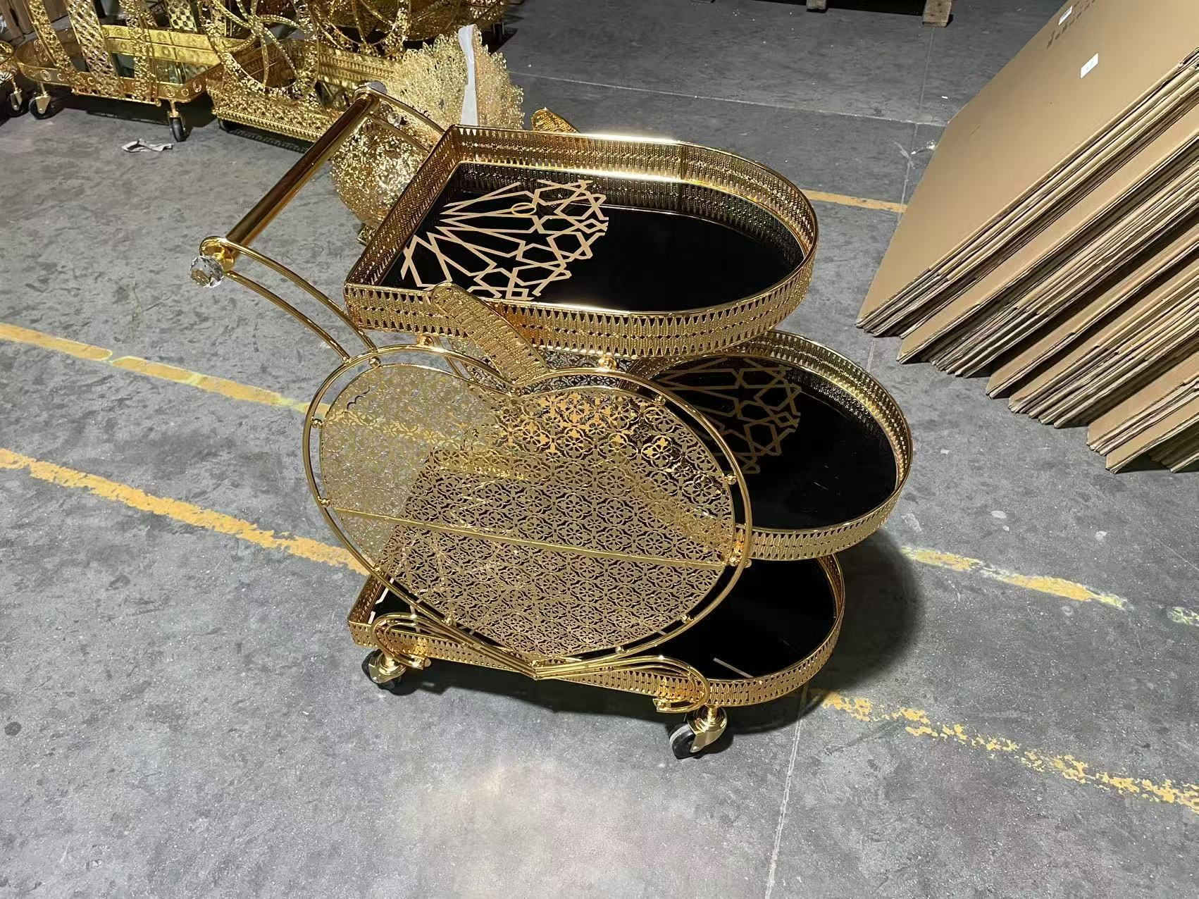 Dining trolley/cart golden metal