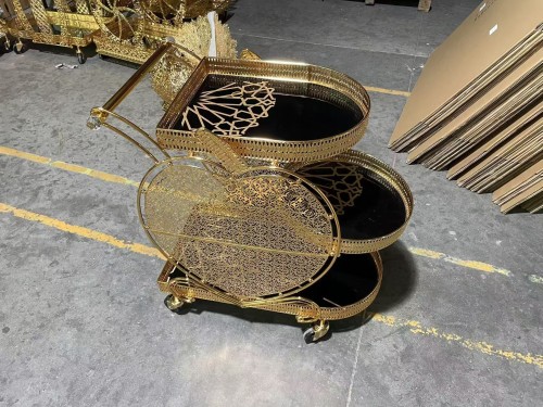 Dining trolley/cart golden metal